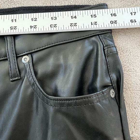 Gap Sky High Rise Faux Leather Cheeky Straight Pants Black Size 31/12R Chic Edgy - Picture 10 of 13